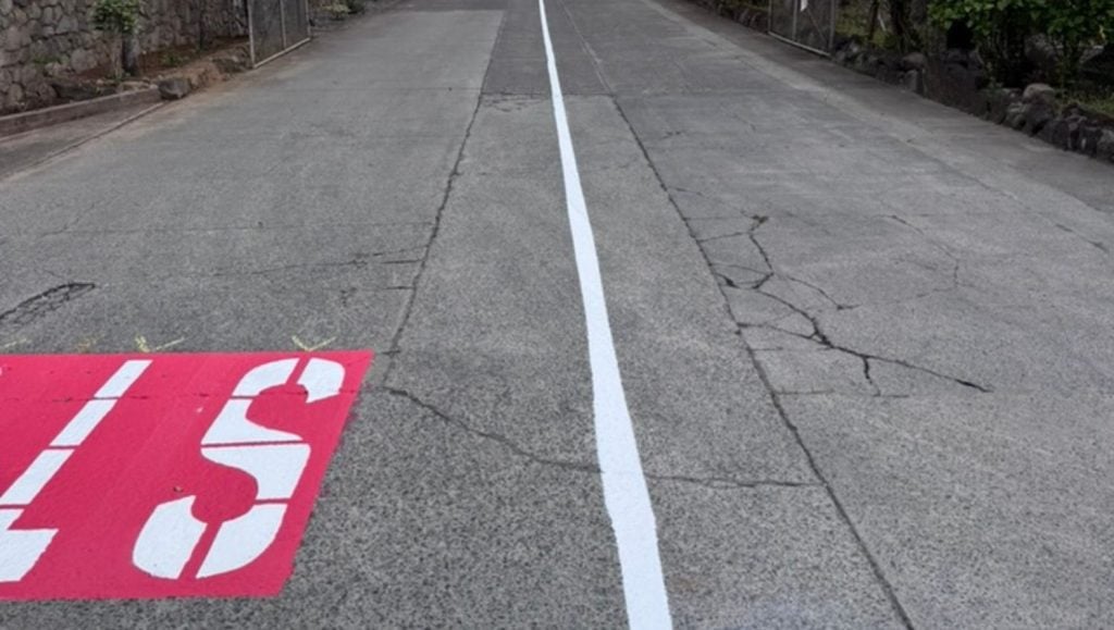close-up of line striping for Kapa'a Industrial parking lot