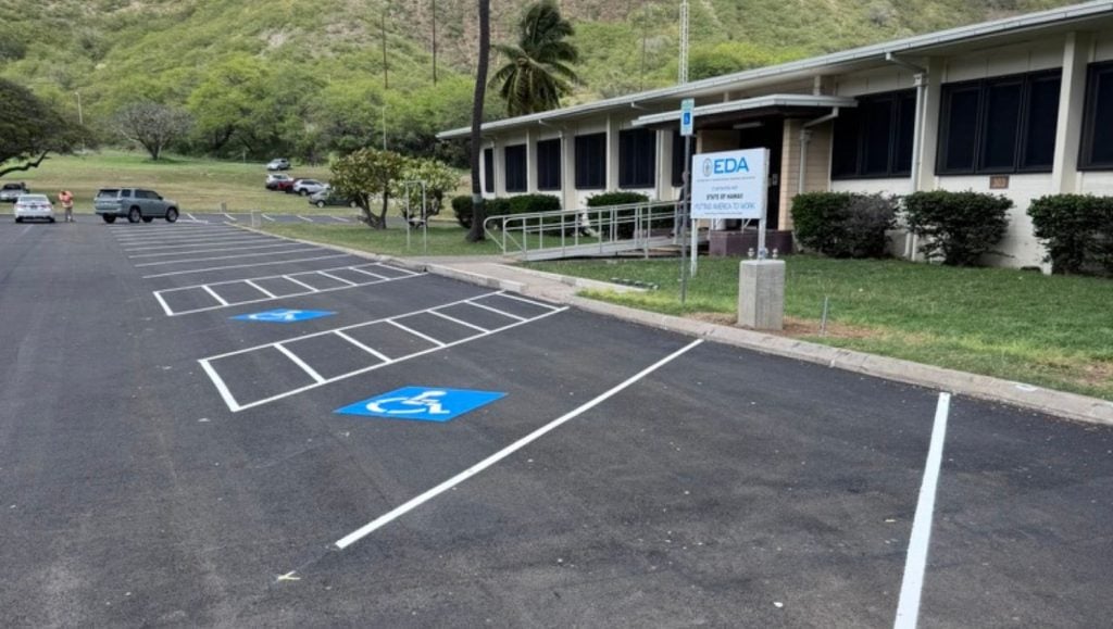 ada compliance parking spot freshly painted for TCG Construction parking lot