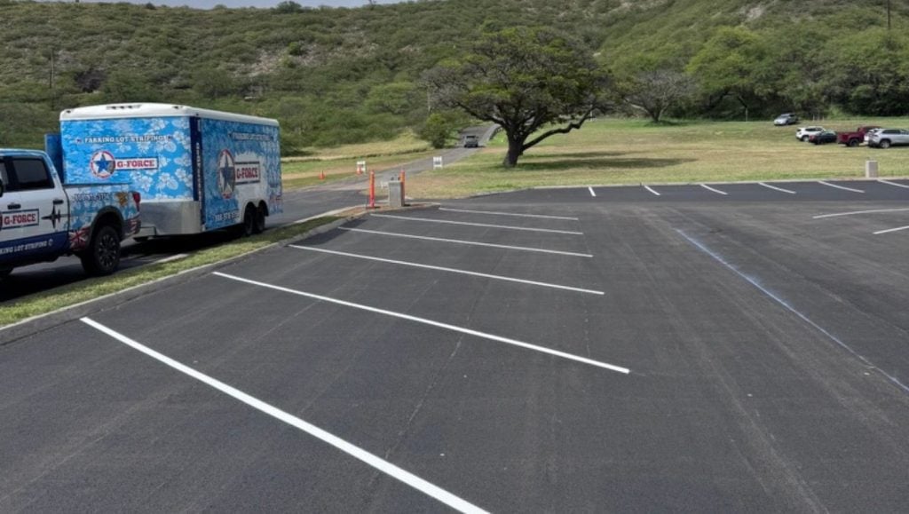 TCG Construction parking lot with freshly painted parking spots
