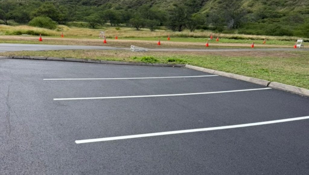 freshly painted parking spots for TCG Construction parking lot