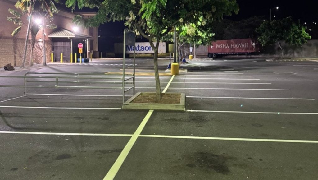 parking spots freshly painted for Walmart Kapolei (Super Center)