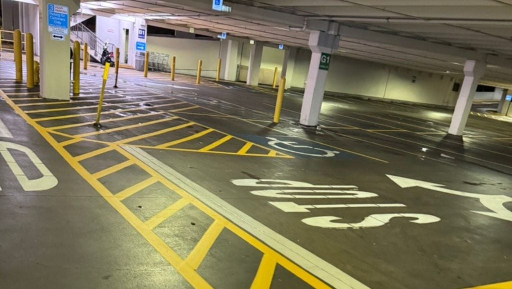 Walmart Honolulu (Super Center) parking lot freshly painted