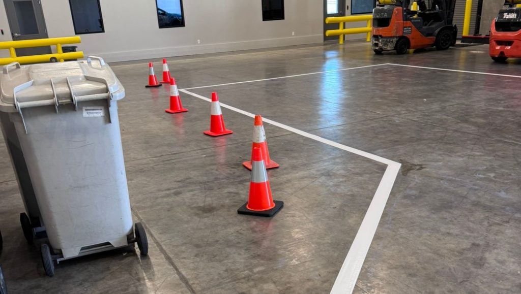 freshly painted warehouse floor markings for Access