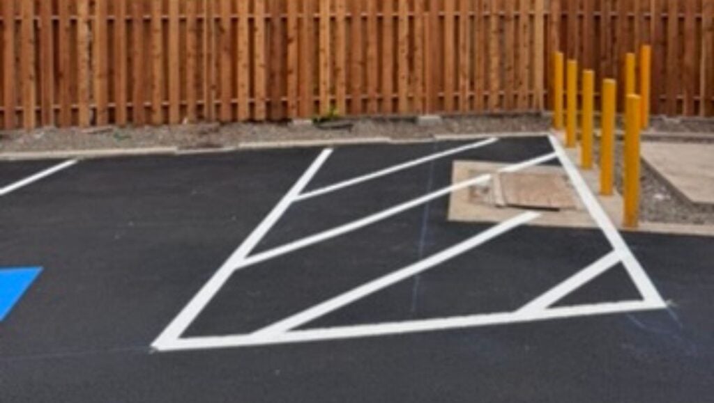 freshly painted line markings for Denny's Waikiki