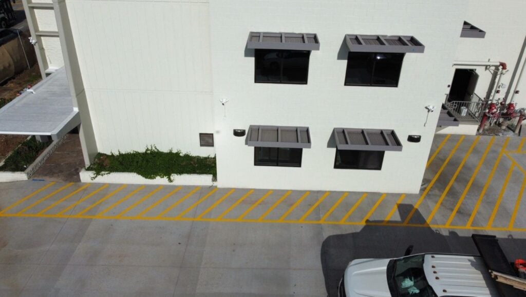 line markings freshly painted for Freight Company