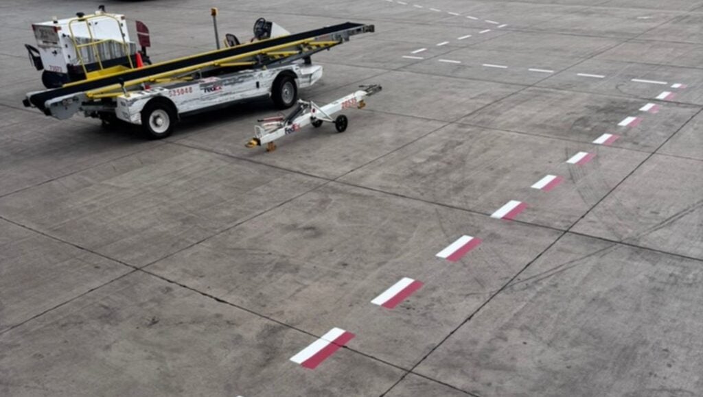 Kahului Airport Ramps with freshly painted red and white line markings