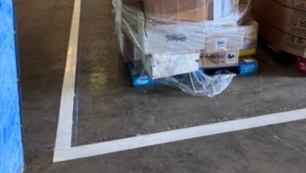 line striping freshly painted for E-Opala warehouse
