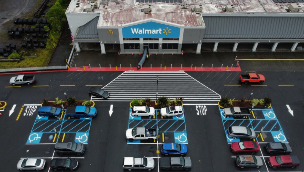 Line Striping Service for Walmart Supercenter in Hilo, Hawaii