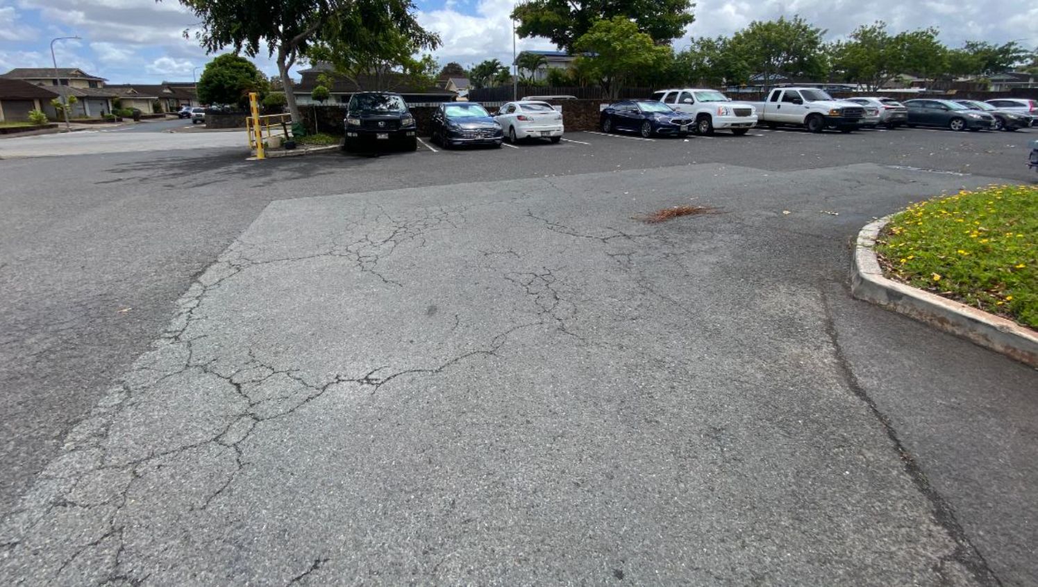 parking lot in need of re-stripe