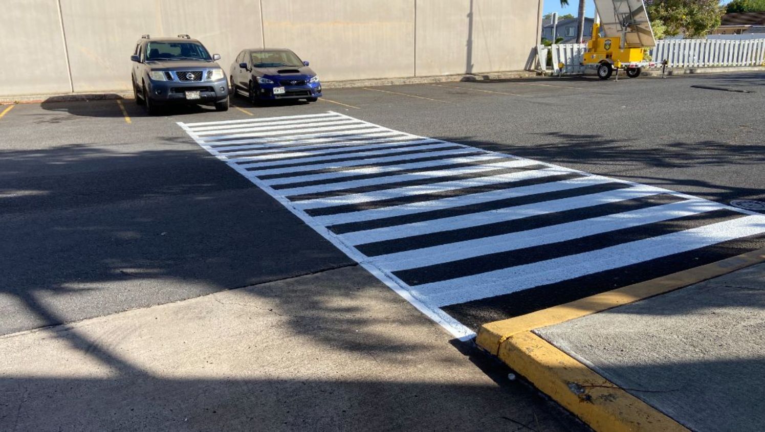 re-striped crosswalk in honolulu, hi