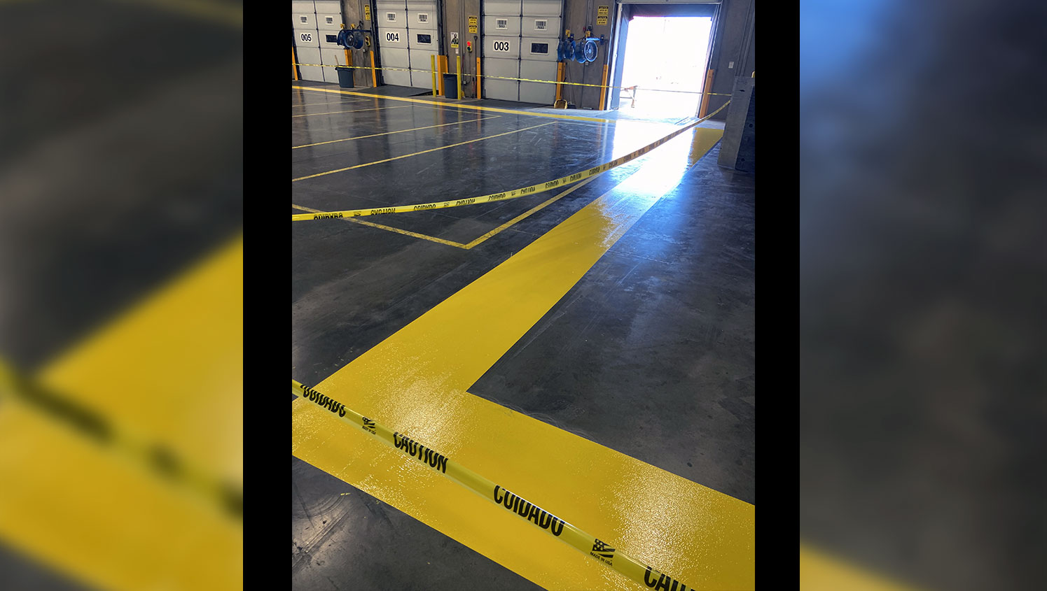 osha safety border on warehouse floor
