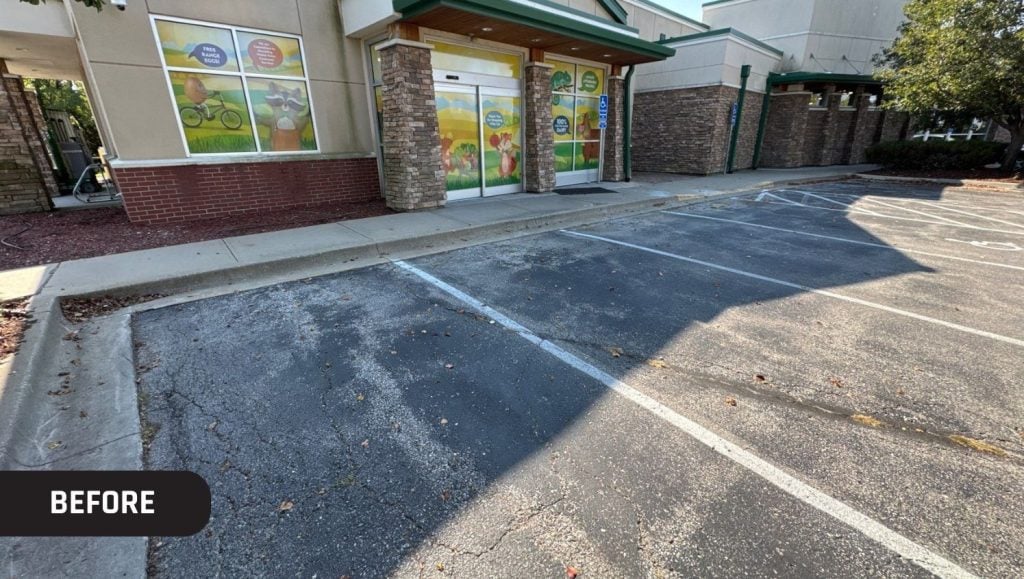 Natural Grocers parking lot before bollards were installed