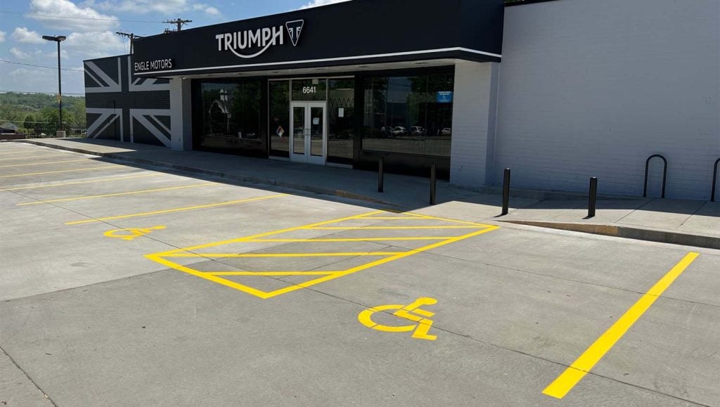 new parking lot markings for engle motors