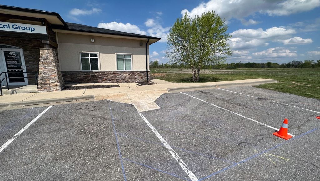 parking lot before re-stripe