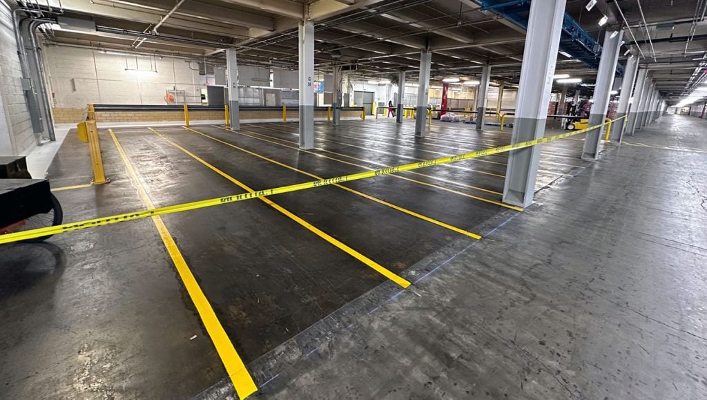 warehouse markings drying