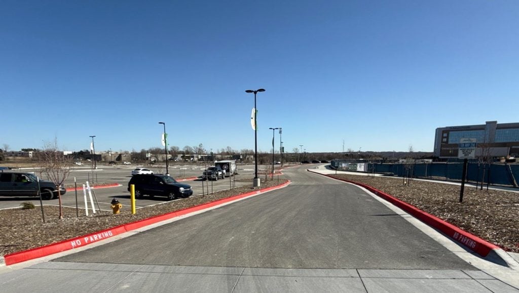 AdventHealth Sports Park at Bluhawk parking lot with freshly painted parking spots