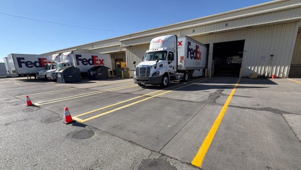 FedEx parking lot freshly painted