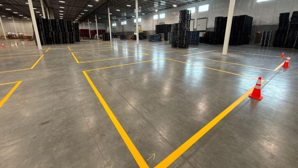Propak warehouse floor markings freshly painted
