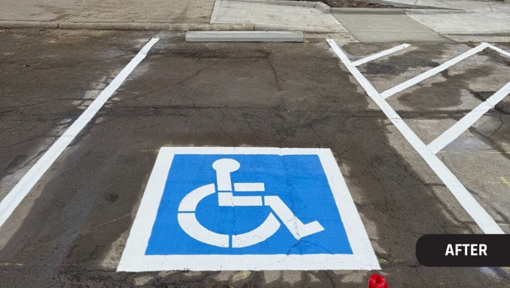 ada compliance parking spot freshly painted for Phoenix Veterinary Surgical Clinic
