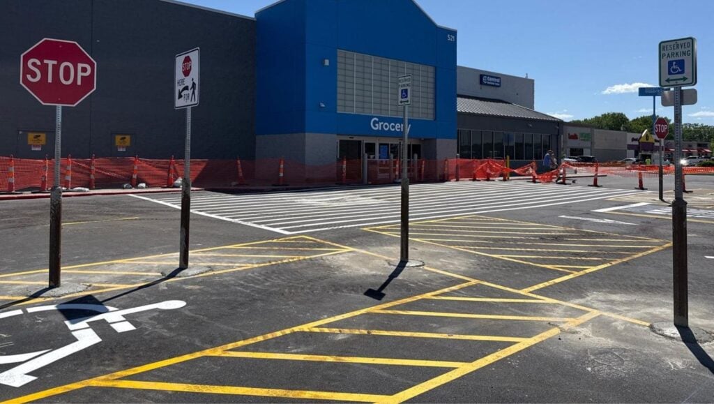 walmart parking lot freshly painted