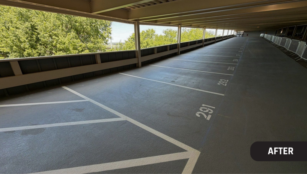 After Work Parking Garage Striping for The Station Apartments in Kansas City, MO