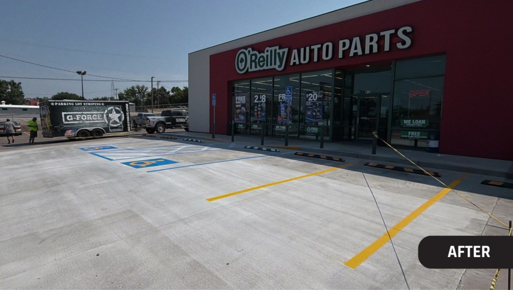 After Line Striping for Oreilly Automotive in Lenexa, KS
