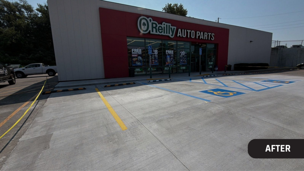After Line Striping Project for Oreilly Automotive in Lenexa, KS