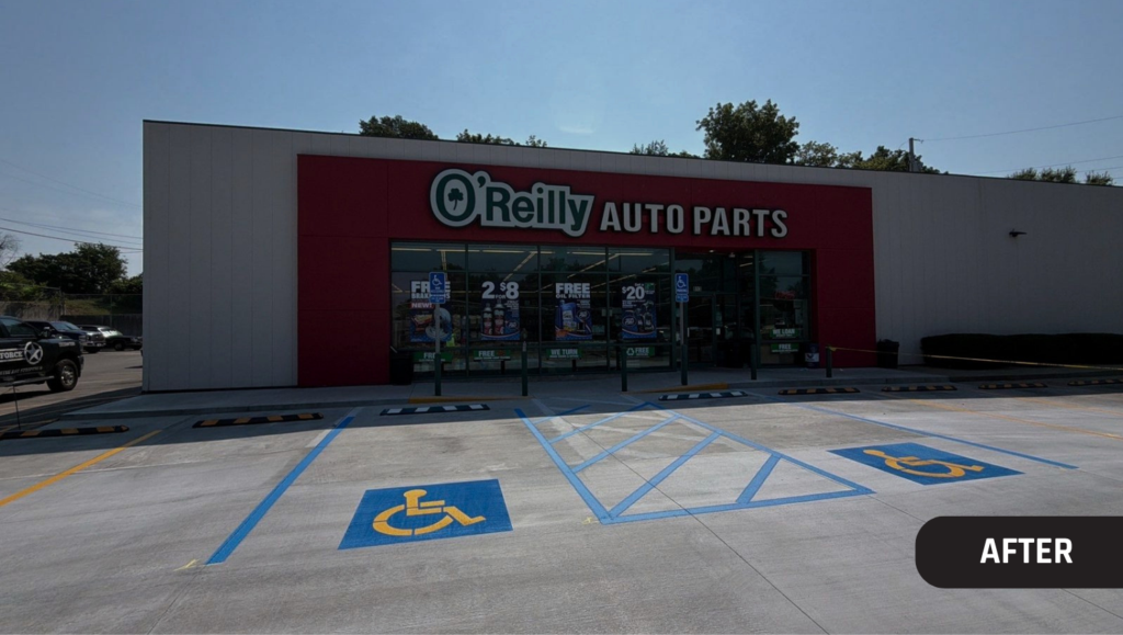 After Line Striping Work for Oreilly Automotive in Lenexa, KS
