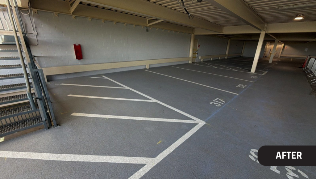 After Markings Parking Garage Striping for The Station Apartments in Kansas City, MO