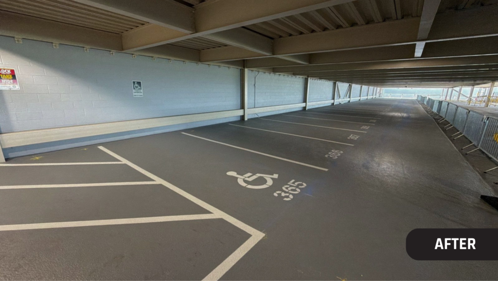 After Painting Parking Garage Striping for The Station Apartments in Kansas City, MO