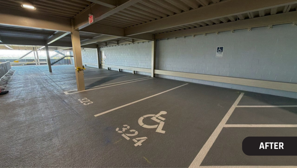 After Project Garage Striping for The Station Apartments in Kansas City, MO