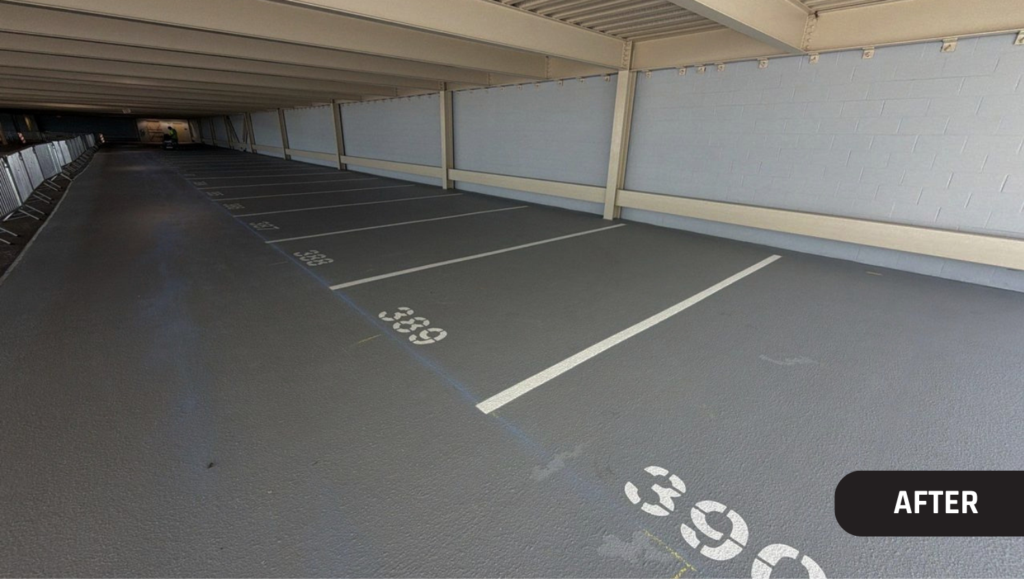 After Service Garage Striping for The Station Apartments in Kansas City, MO