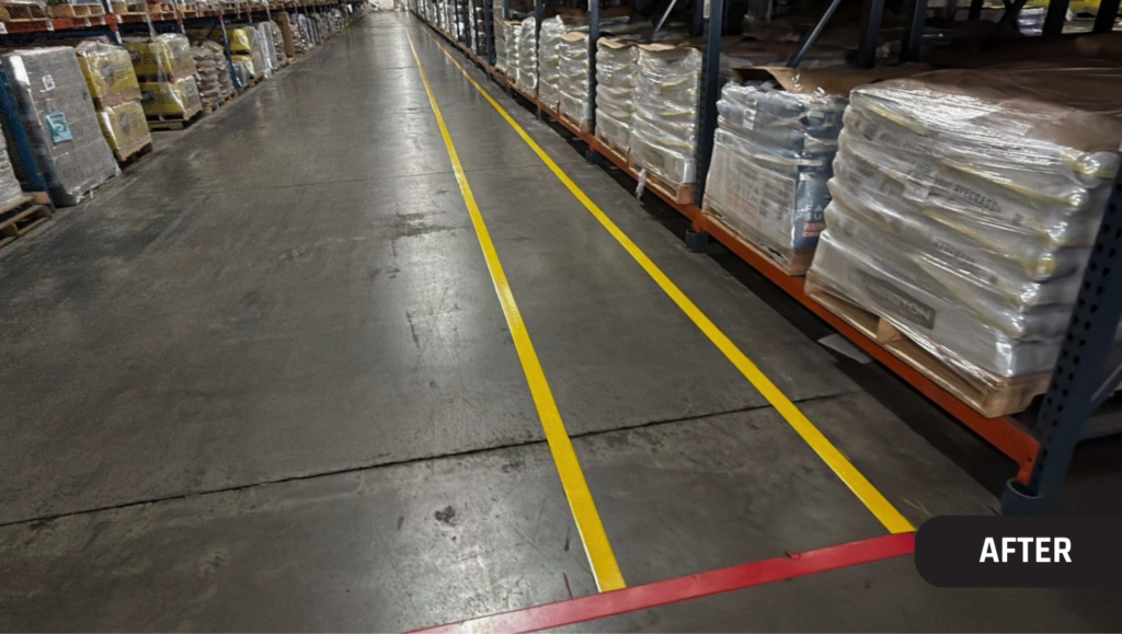 After Work Warehouse Floor Marking for Pennington Seed in Greenfield, MO