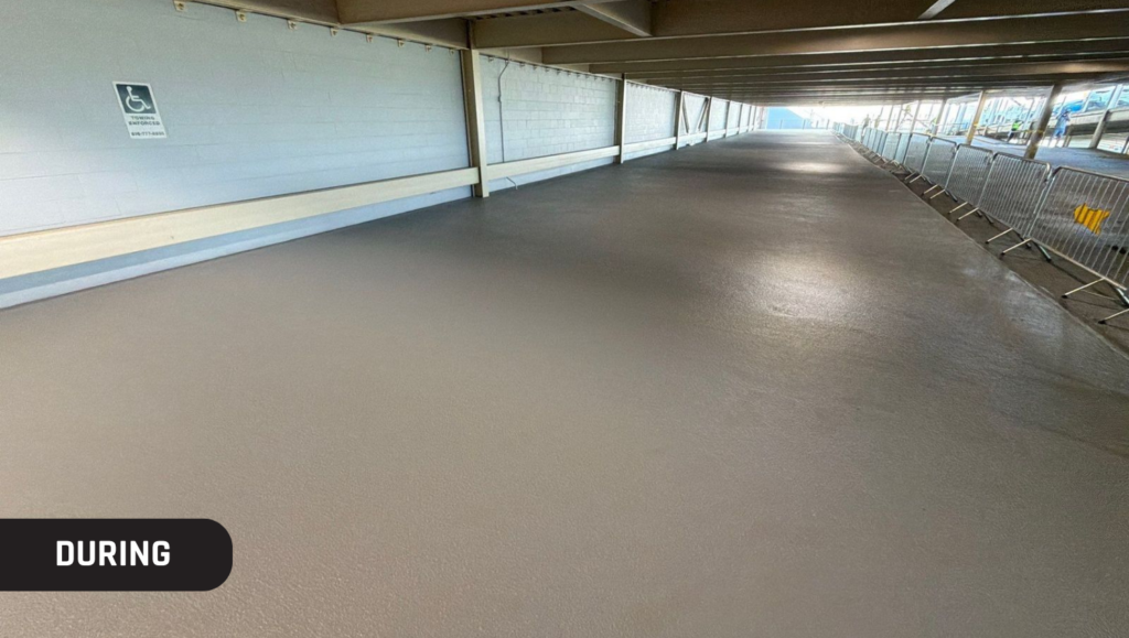 During Concrete Parking Garage Striping for The Station Apartments in Kansas City, MO
