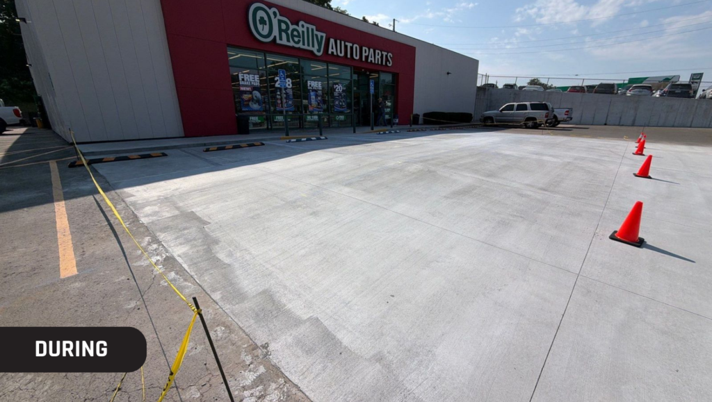 During Line Striping for Oreilly Automotive in Lenexa, KS