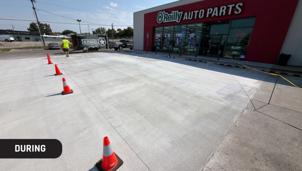 During Line Striping Project for Oreilly Automotive in Lenexa, KS