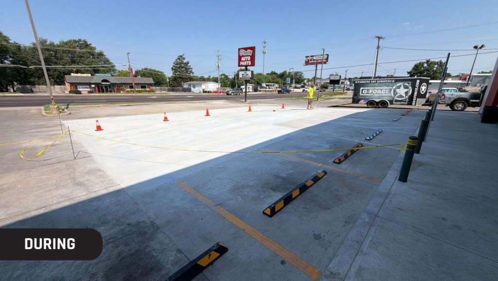 During Line Striping Work for Oreilly Automotive in Lenexa, KS