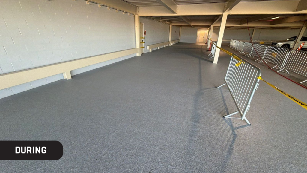 During Parking Garage Striping for The Station Apartments in Kansas City, MO