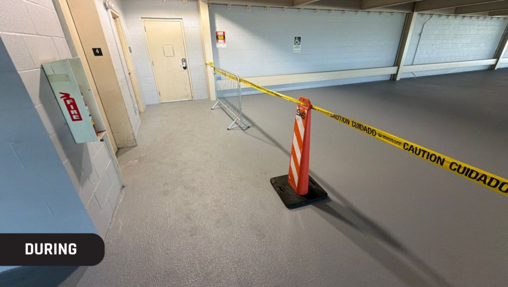 During Service Parking Garage Striping for The Station Apartments in Kansas City, MO