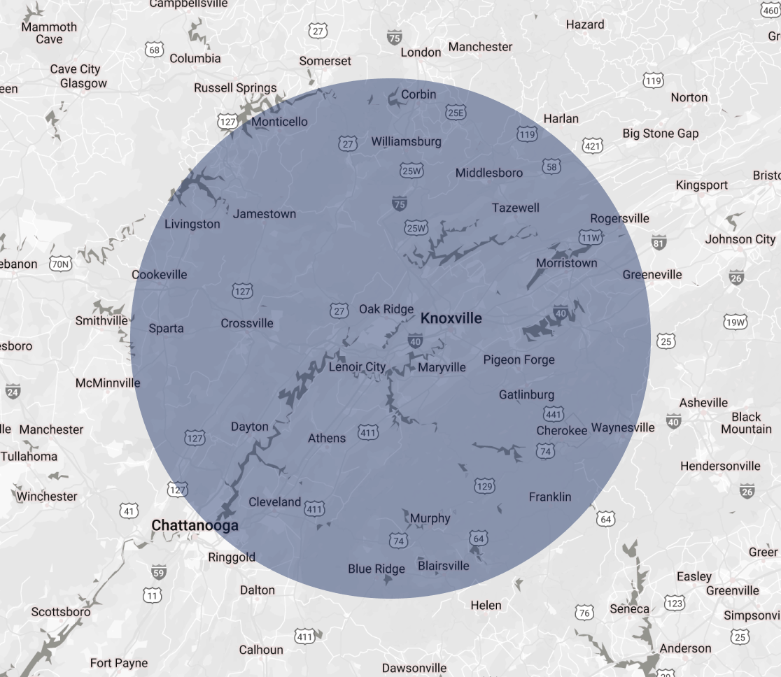 G-FORCE Knoxville covered areas