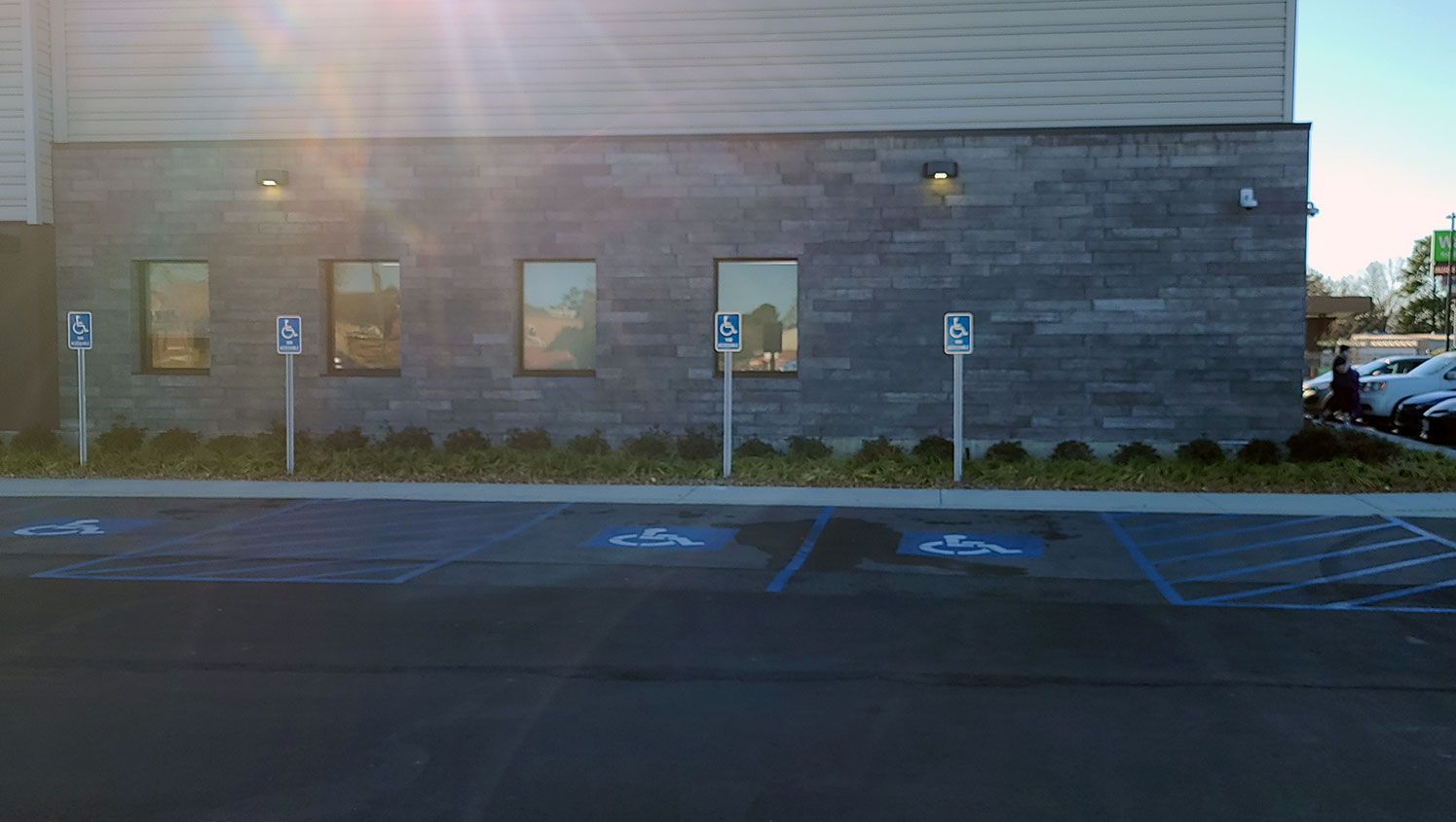 new ADA accessible handicap signage in BioLife Plasma Services’ parking lot