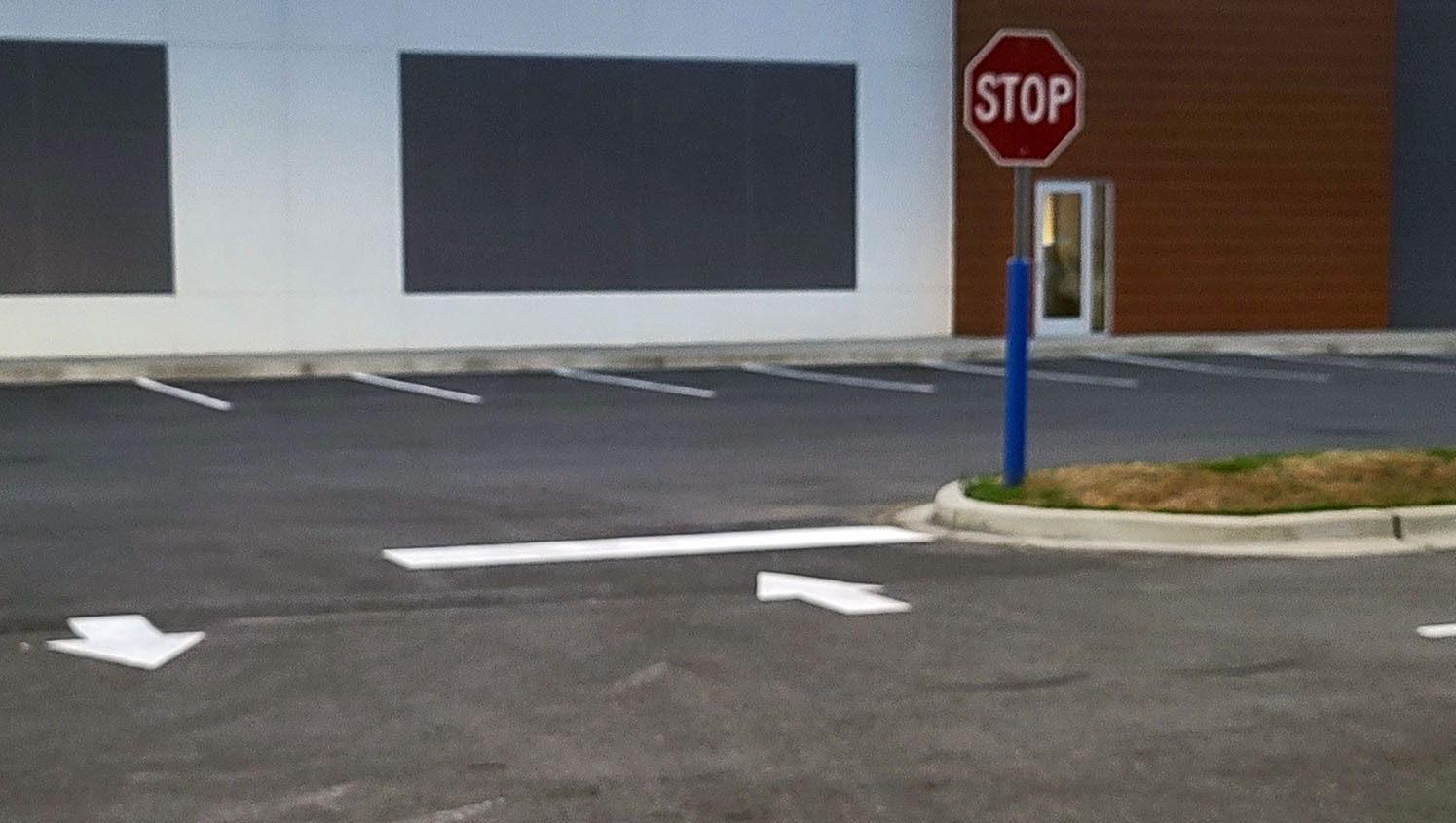 view of Gander Outdoors’ new parking lot arrows in Breaux Bridge, LA