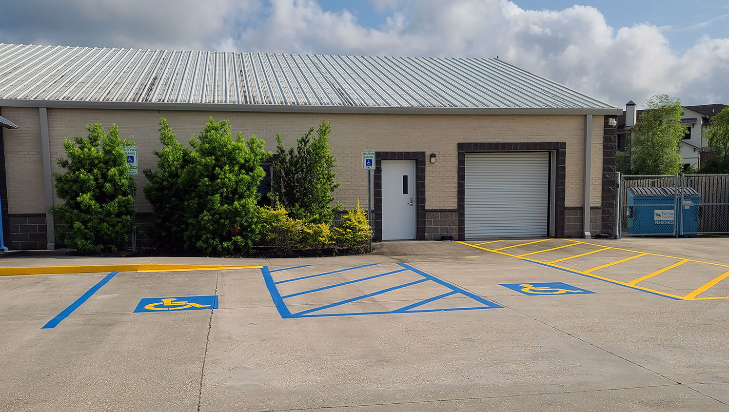 Complete Network Management’s newly striped ADA accessible stalls in Houma, LA
