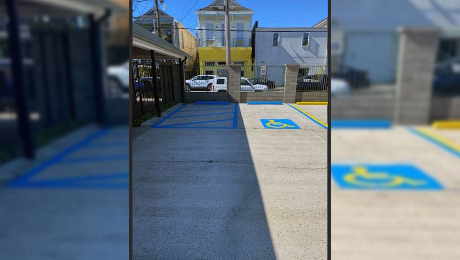 newly striped ADA-compliant parking spaces