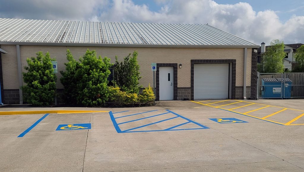 Complete Network Management’s newly striped parking stalls in Houma, LA