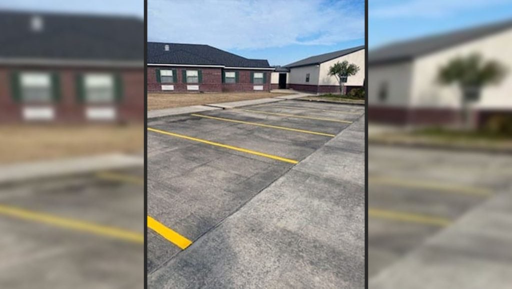 freshly lined parking stalls