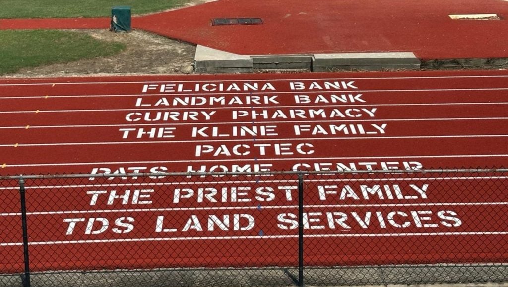 front view of Silliman Institute Private Academy track and field freshly painted