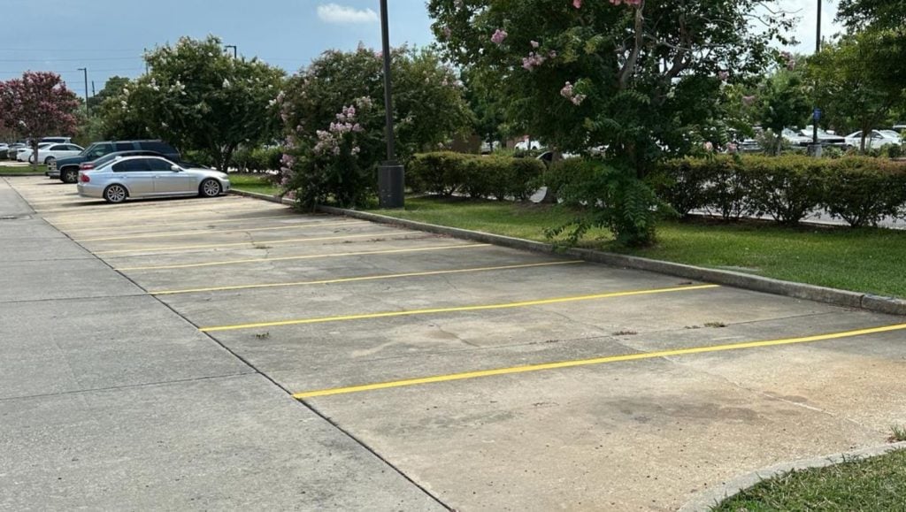 Extended Stay America parking lot freshly painted