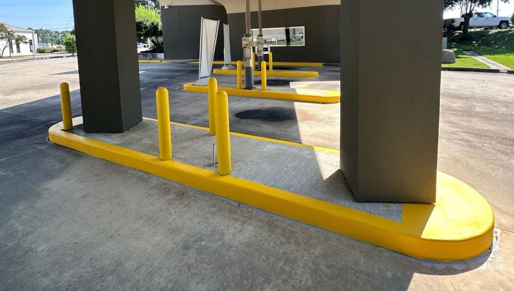 freshly painted drive thru for Regions Bank parking lot