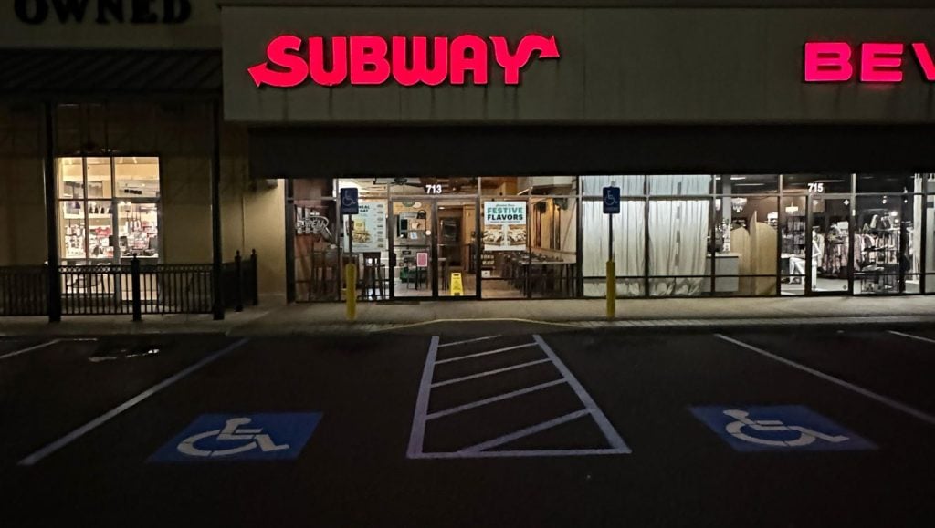 ada compliance parking spots freshly painted for Rouses’s Market parking lot